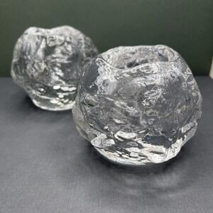 Kosta Boda Snowball Crystal Votive Candle Holders Set 2 Boxes & Mark Tea Light
